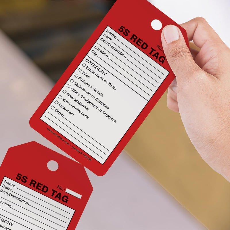 NMC AccuformNMC 100 Tags by-The-Roll, 5S Red Tag, OSHA Compliant Tags, Waterproof PF-Cardstock, Resists Tears, 6.25"x3", TAR162, American Made Safety Tags, Signs, and Labels - Image 3